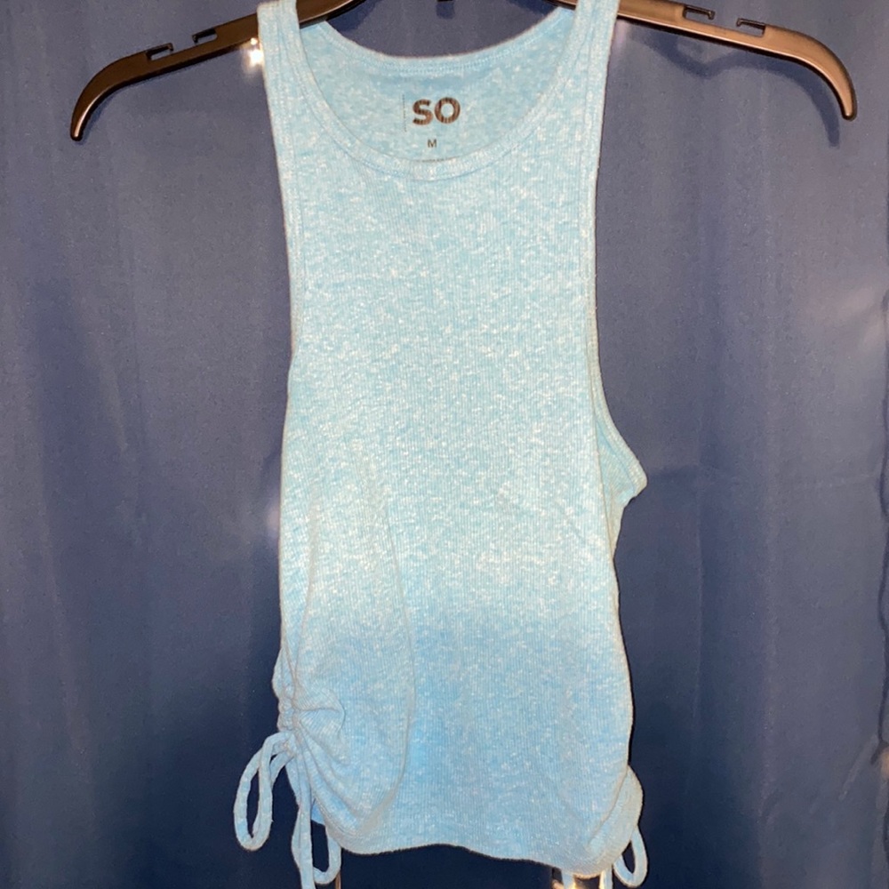 Light blue tank top with ties on the side